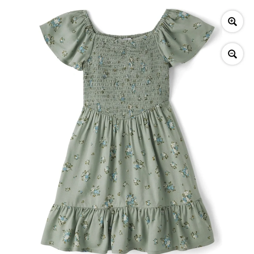 The Children’s Place Girls Olive Tinge Floral Dress XL (14) NWT